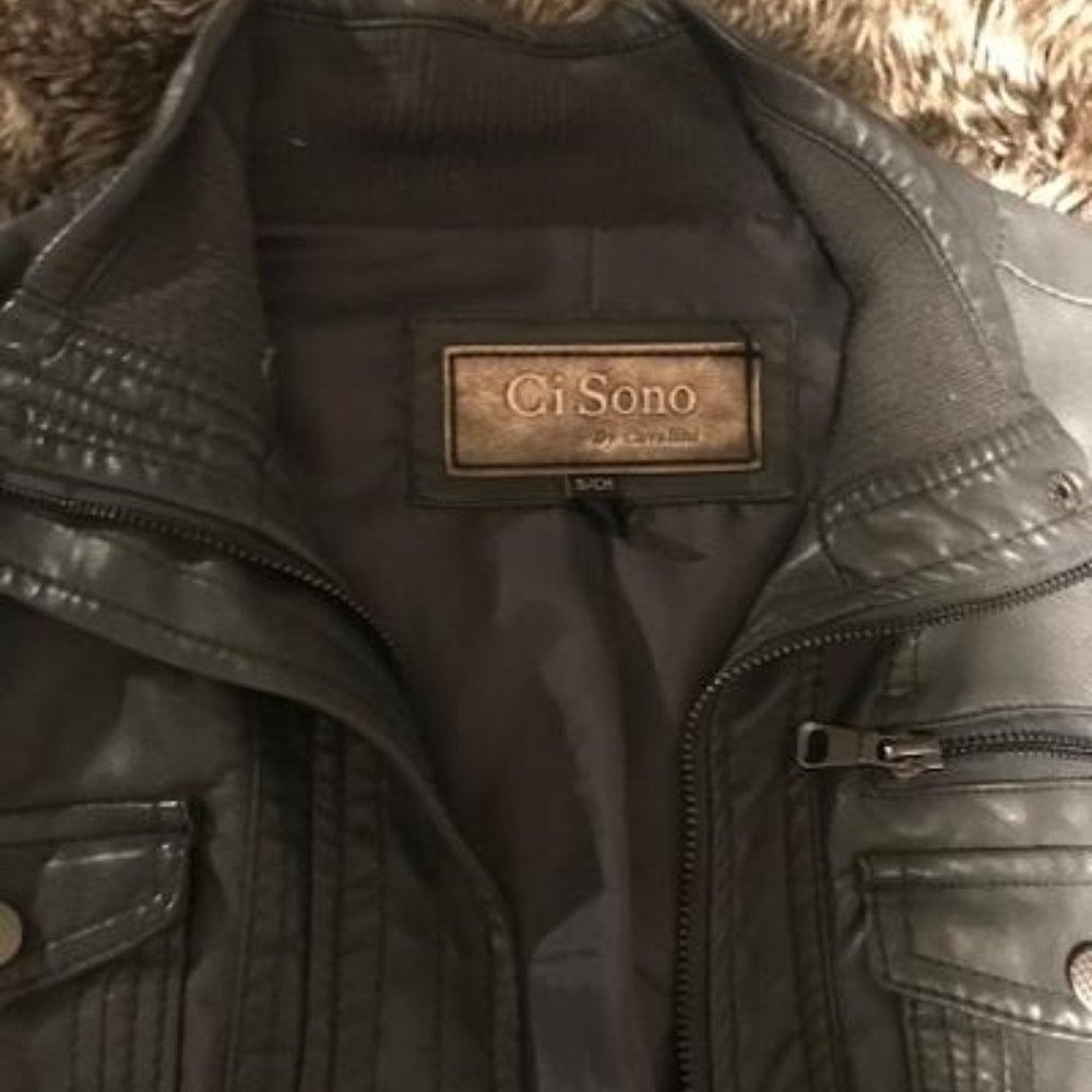 Ci Sono grey leather bomber motorcycle jacket